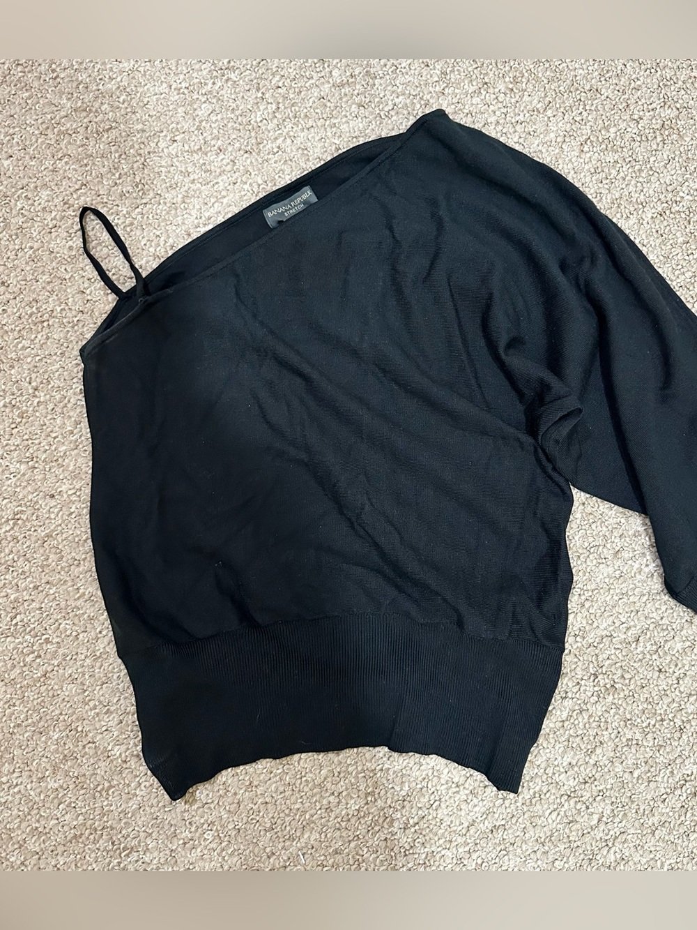 Black knit silk Off-Shoulder Sweater Top -  Vintage Banana Republic XL